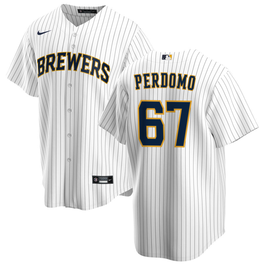 Nike Men #67 Angel Perdomo Milwaukee Brewers Baseball Jerseys Sale-White